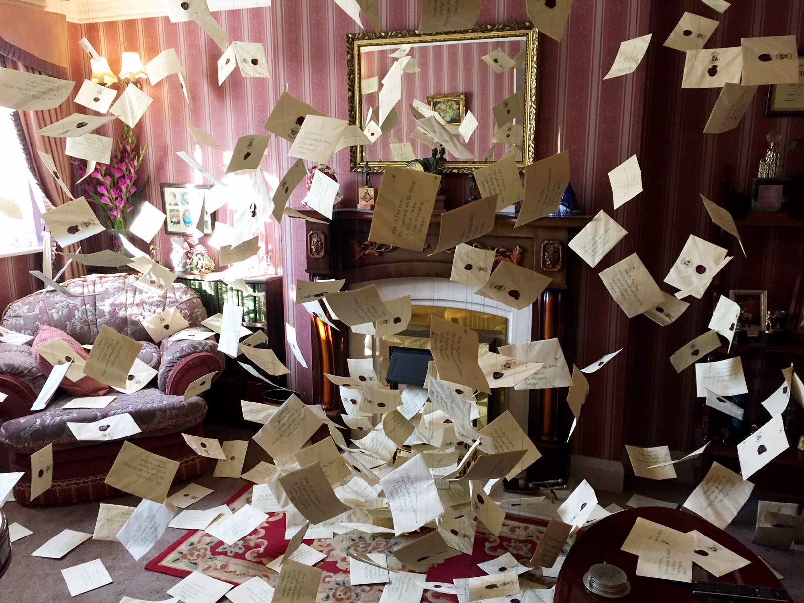 Mail coming out of the fireplace in 4 Privet Drive