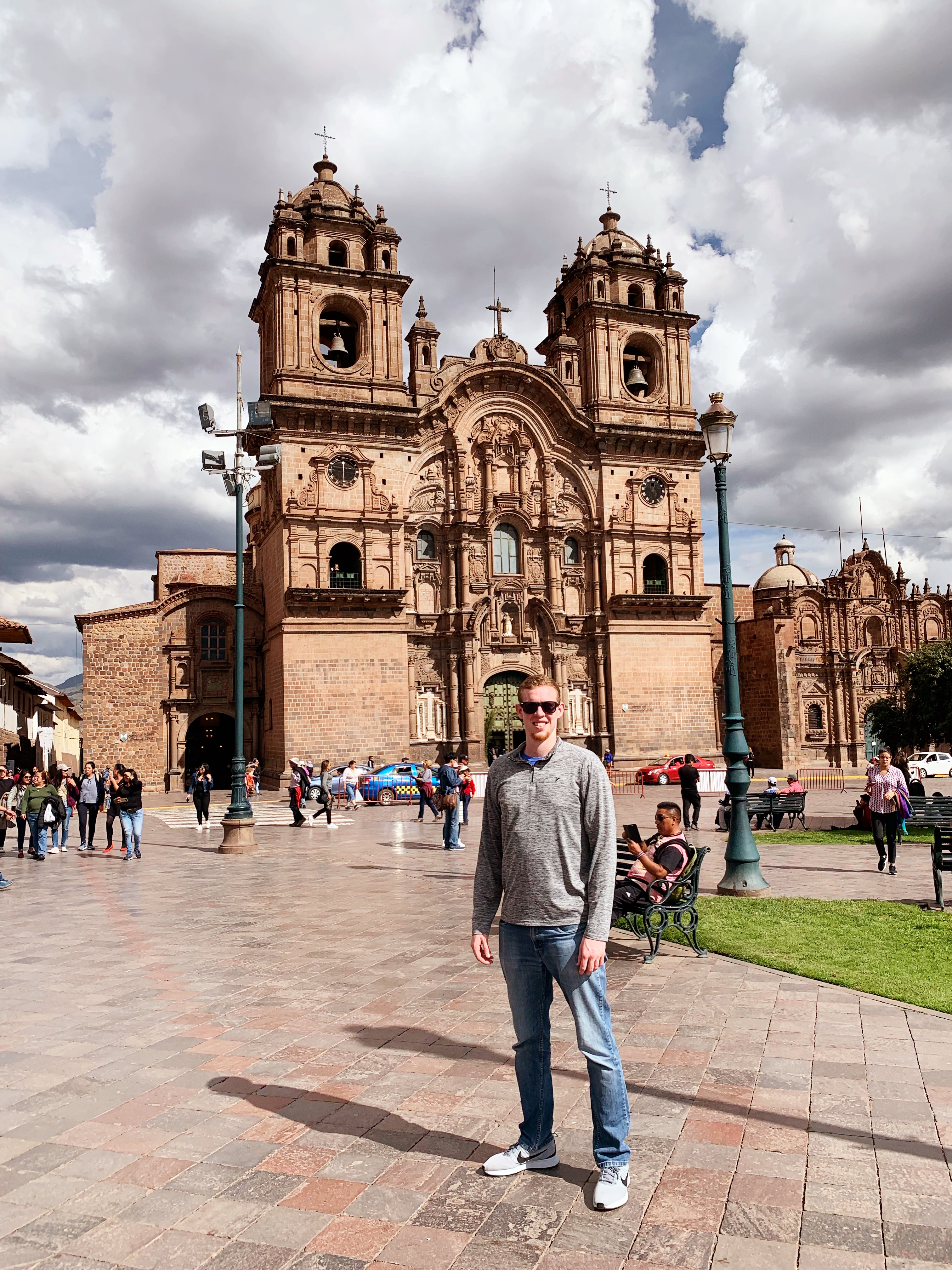 Mark in Plaza de Armas in Cusco Peru