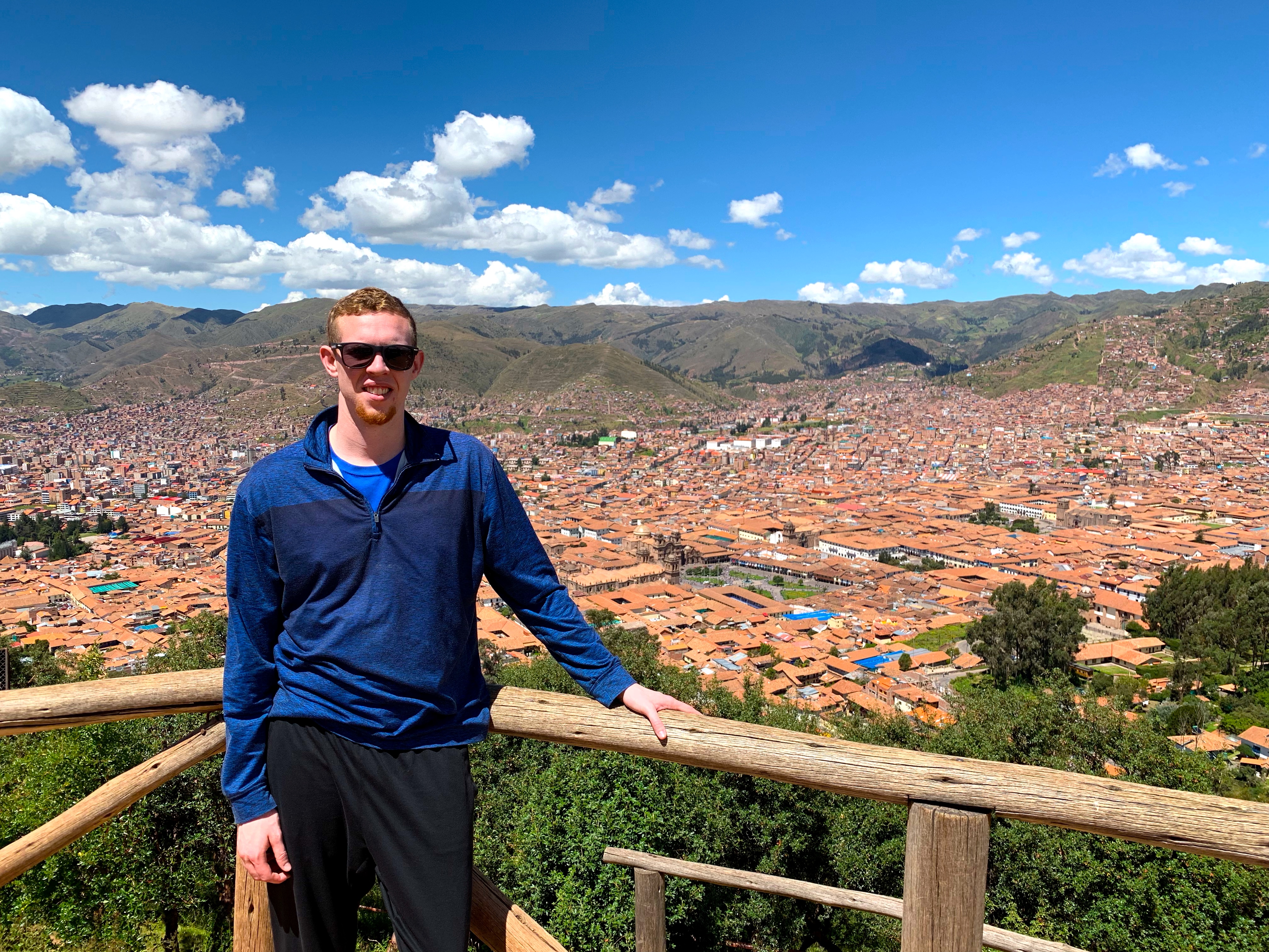 Mark overlooking the view of Cusco from Cristo Blanco
