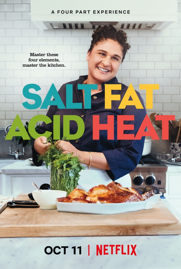 Professional Chef Samin Nosrat travels to Italy, Japan, Mexico & the US to teach viewers the importance of Salt, Fat, Acid & Heat in cooking. 