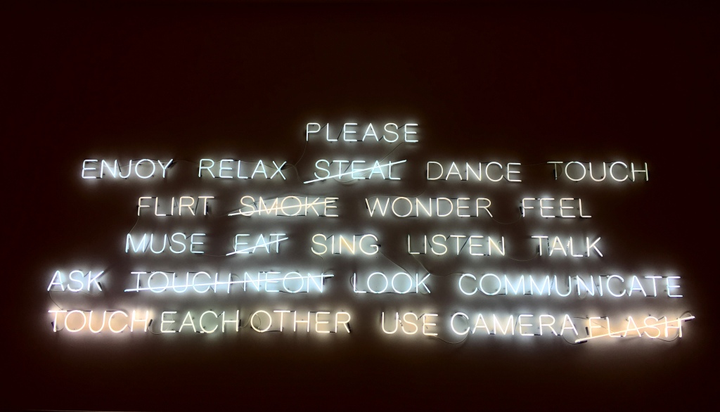 Neon sign in the Museum of Fine Arts in Boston, MA